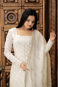 Antique Fashion 1 READYMADE TOP SHARARA DUPATTA COLLECTIONS  - S (36), White