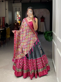 Antique Fashion 1 There's a sense of magic in weddings. Twirling lehengas that catch the sun in a thousand winks, traditional dola silk  lehenga choicest creations, curated for the season of wedding vibes & bliss. 