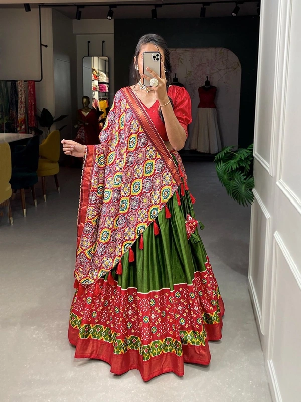 Antique Fashion 1 There's a sense of magic in weddings. Twirling lehengas that catch the sun in a thousand winks, traditional dola silk  lehenga choicest creations, curated for the season of wedding vibes & bliss. 