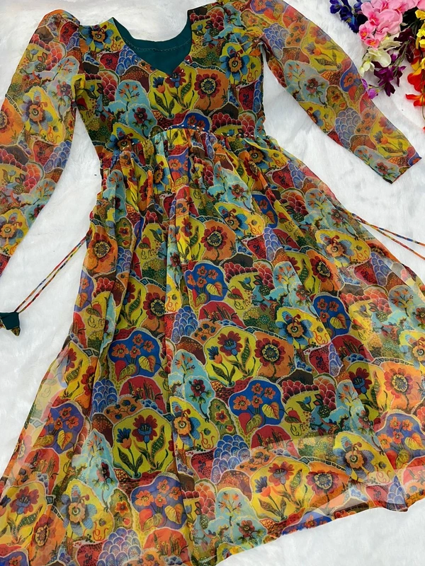 Antique Fashion 1 *Kurti* fresh nayra cut padded Kurtis of digital printed Georgette fabrics with side slit open - X's (34)
