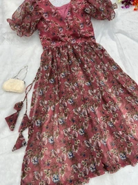 Antique Fashion 1 *Kurti* fresh nayra cut padded Kurtis of digital printed Georgette fabrics with side slit open - X's (34)