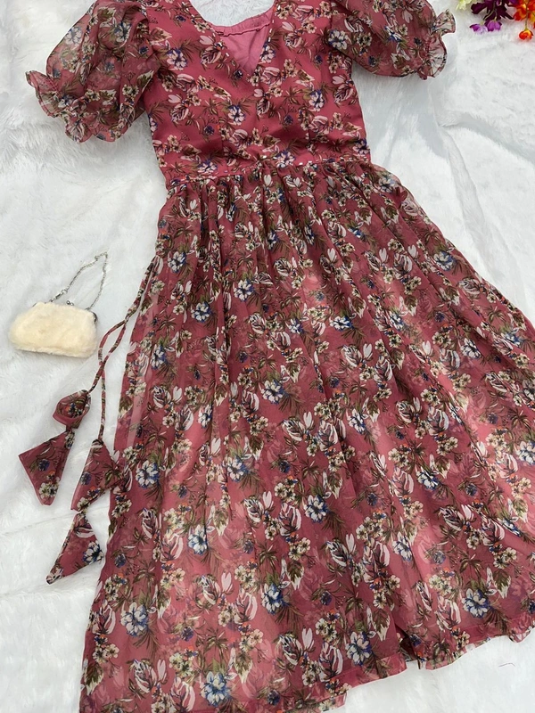 Antique Fashion 1 *Kurti* fresh nayra cut padded Kurtis of digital printed Georgette fabrics with side slit open - X's (34)