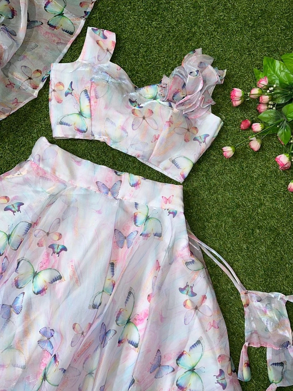 Antique Fashion  Lahenga Pure Jimmy choo organza silk digital printed 