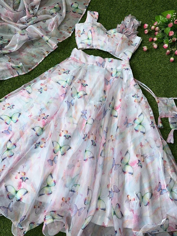 Antique Fashion  Lahenga Pure Jimmy choo organza silk digital printed 
