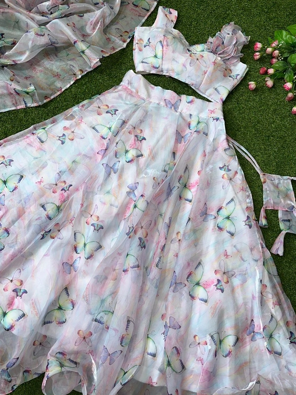 Antique Fashion  Lahenga Pure Jimmy choo organza silk digital printed 