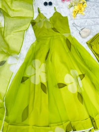 Antique Fashion 1 *Anarkali* - Digital printed pure organza silk Anarkali suit of huge flair with Lace Border 🌸 - L (40)