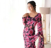 Antique Fashion 1 READY TO WEAR PREDRAPPED SAREE WITH FULL STTICHED BLOUSE LIGHTWEIGHT CHIFFON FABRIC - X's (34)