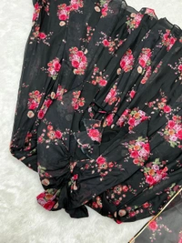 Antique Fashion 1 this timeless and classic black floral printed organza long suit for the upcoming wedding season and festivities* - Xl (42)