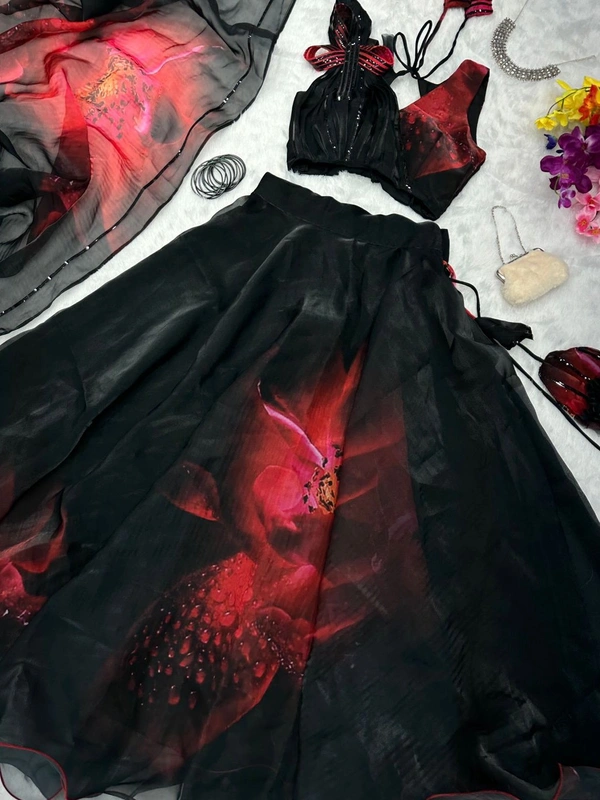 Antique Fashion  Lahenga Pure Jimmy choo organza silk digital printed 