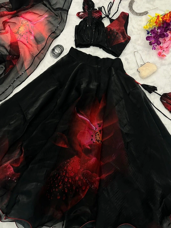 Antique Fashion  Lahenga Pure Jimmy choo organza silk digital printed 