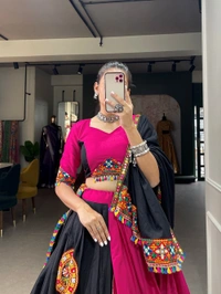 Antique Fashion 1 The elegance of tradition and garba vibes with this gamthi work pink chaniyacholi adorn with colorful kodi lace border to glamour yourself as navratri lover💞🤍