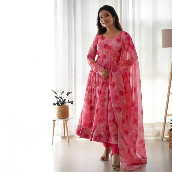 Antique Fashion 1 PURE SOFT ORGANJA SILK FABRIC FULLY FLAIR KALI PATTERN AND CANVAS PATTA WITH DUPPTA SET ,PENT READY TO WEAR - X's (34)