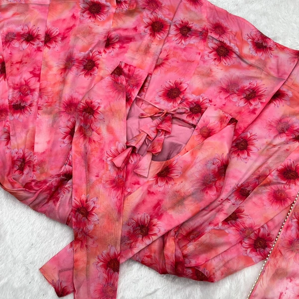 Antique Fashion 1 PURE SOFT ORGANJA SILK FABRIC FULLY FLAIR KALI PATTERN AND CANVAS PATTA WITH DUPPTA SET ,PENT READY TO WEAR - Xl (42)