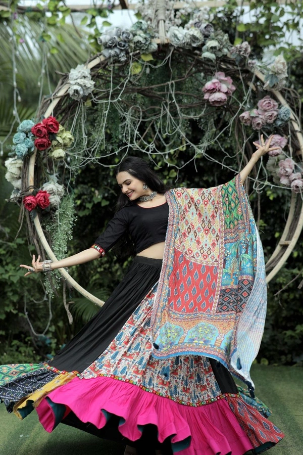 Antique Fashion  Attractive Reyon Lehenga Choli Dupatta Set