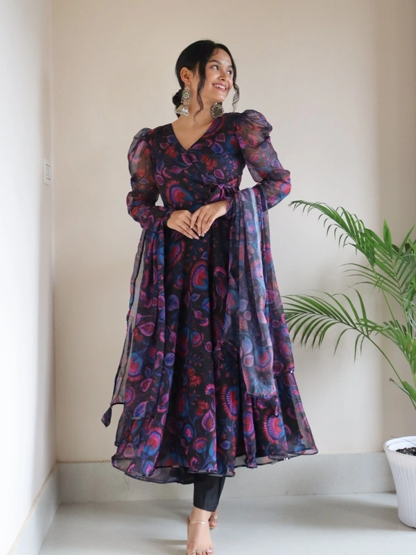Antique Fashion  *Anarkali* - Digital printed pure Georgette silk Anarkali suit of huge flair 🌸 - X's (34)