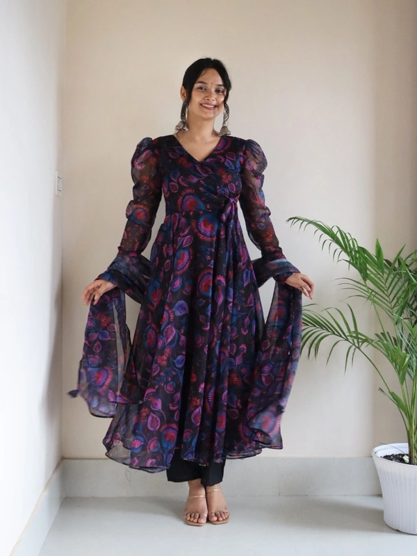 Antique Fashion  *Anarkali* - Digital printed pure Georgette silk Anarkali suit of huge flair 🌸 - X's (34)