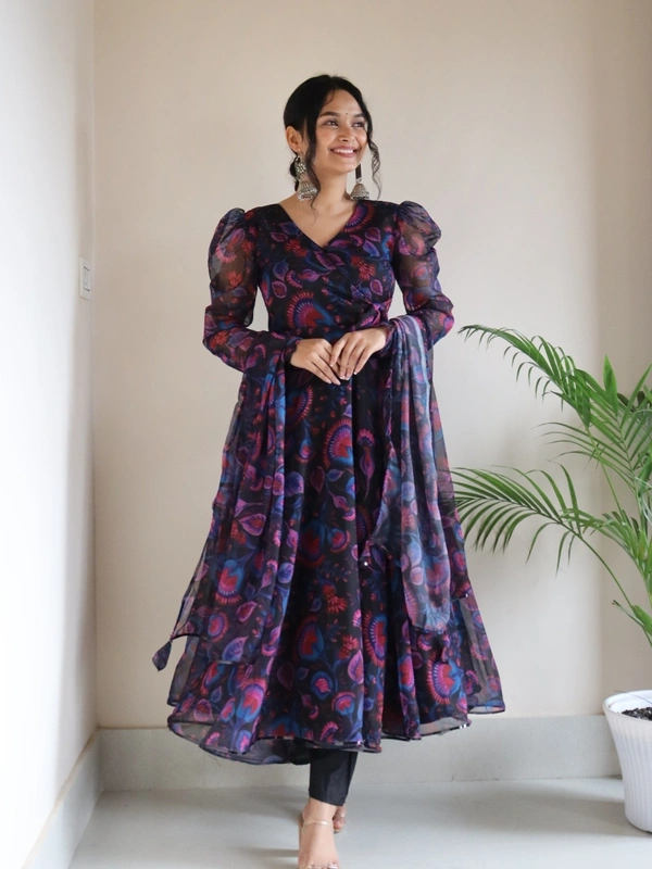 Antique Fashion  *Anarkali* - Digital printed pure Georgette silk Anarkali suit of huge flair 🌸 - X's (34)