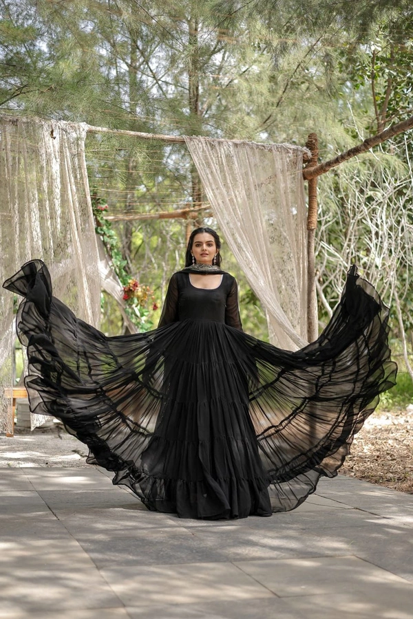 Antique Fashion 1 Desirable Women's gown Made With Faux Blooming Fabrics and Designer Embroidered Dupatta* - L (40)