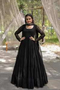 Antique Fashion 1 Desirable Women's gown Made With Faux Blooming Fabrics and Designer Embroidered Dupatta* - L (40)