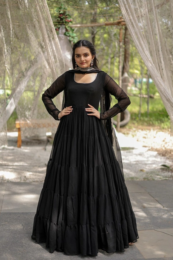 Antique Fashion 1 Desirable Women's gown Made With Faux Blooming Fabrics and Designer Embroidered Dupatta* - L (40)