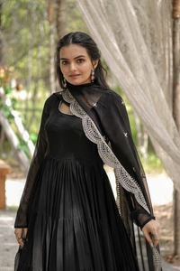 Antique Fashion 1 Desirable Women's gown Made With Faux Blooming Fabrics and Designer Embroidered Dupatta* - L (40)