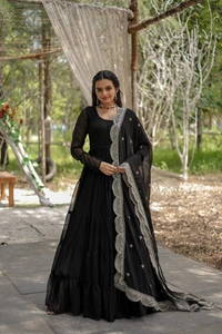Antique Fashion 1 Desirable Women's gown Made With Faux Blooming Fabrics and Designer Embroidered Dupatta* - Xl (42)