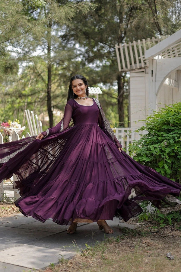 Antique Fashion 1 Desirable Women's gown Made With Faux Blooming Fabrics and Designer Embroidered Dupatta* - Xxl (44)