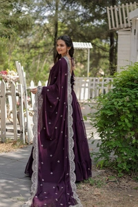 Antique Fashion 1 Desirable Women's gown Made With Faux Blooming Fabrics and Designer Embroidered Dupatta* - Xxl (44)