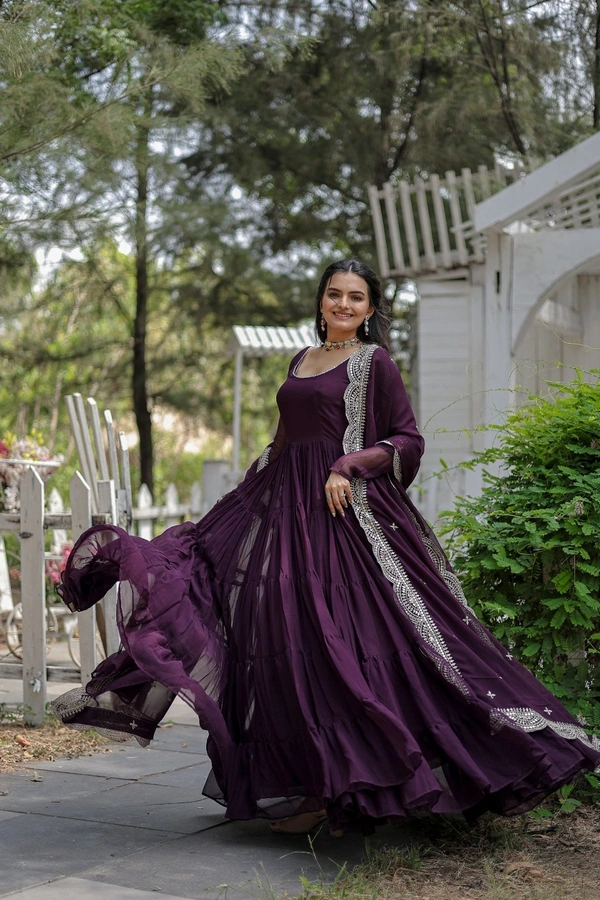 Antique Fashion 1 Desirable Women's gown Made With Faux Blooming Fabrics and Designer Embroidered Dupatta* - Xxl (44)