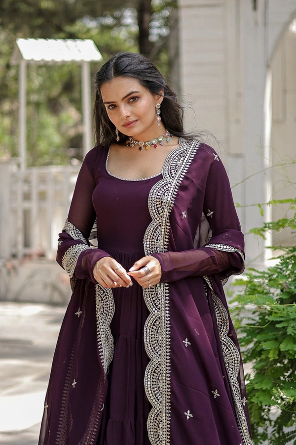 Antique Fashion 1 Desirable Women's gown Made With Faux Blooming Fabrics and Designer Embroidered Dupatta* - Xxl (44)