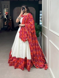Antique Fashion 1 This navratri go a long way to make your garba night remarkable by you wearing this bandhej foil print navratri choli to amplifies your attire 🧡