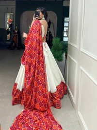 Antique Fashion 1 This navratri go a long way to make your garba night remarkable by you wearing this bandhej foil print navratri choli to amplifies your attire 🧡