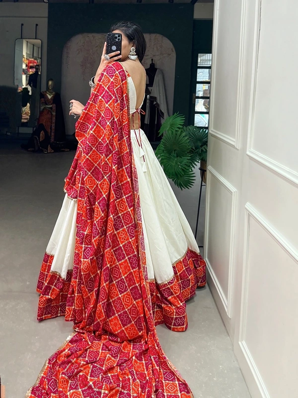 Antique Fashion 1 This navratri go a long way to make your garba night remarkable by you wearing this bandhej foil print navratri choli to amplifies your attire 🧡