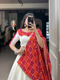 Antique Fashion 1 This navratri go a long way to make your garba night remarkable by you wearing this bandhej foil print navratri choli to amplifies your attire 🧡