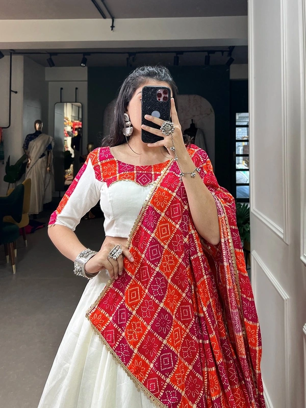 Antique Fashion 1 This navratri go a long way to make your garba night remarkable by you wearing this bandhej foil print navratri choli to amplifies your attire 🧡