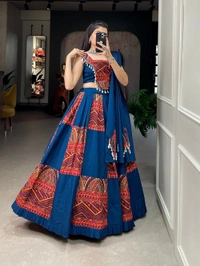 Antique Fashion 1 Add this phenomenal spirit of our navratri lehenga with printed design in your garba collection to make imperial impressions on garba night 💙