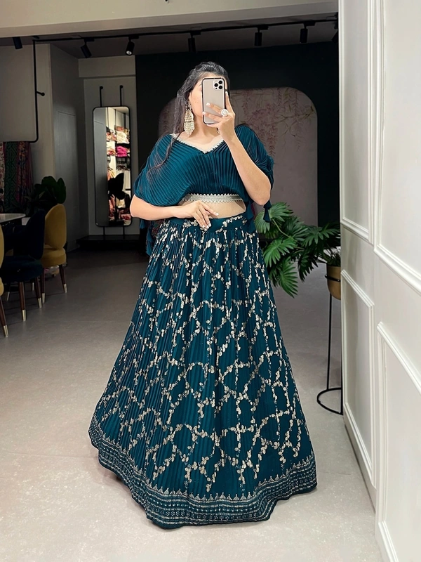 Antique Fashion Co-ord Set Lehenga  - teal