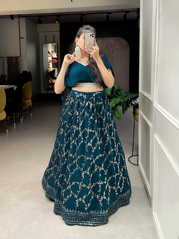 Antique Fashion Co-ord Set Lehenga  - teal