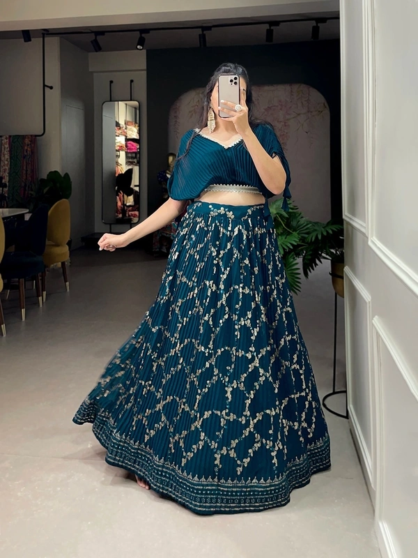 Antique Fashion Co-ord Set Lehenga  - teal