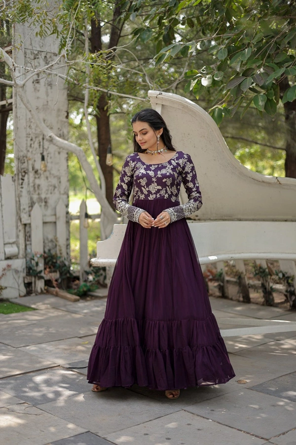 Antique Fashion 1 Faux Blooming gown with Viscose Diable Jacquard With Sequins  Embroidered Work, women can combine the best parts of western and Indian wear into one stunning ensemble.* - Xxl (44)