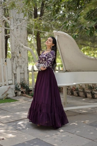 Antique Fashion 1 Faux Blooming gown with Viscose Diable Jacquard With Sequins  Embroidered Work, women can combine the best parts of western and Indian wear into one stunning ensemble.* - Xxl (44)