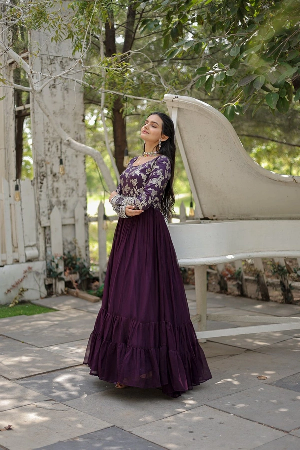 Antique Fashion 1 Faux Blooming gown with Viscose Diable Jacquard With Sequins  Embroidered Work, women can combine the best parts of western and Indian wear into one stunning ensemble.* - Xxl (44)