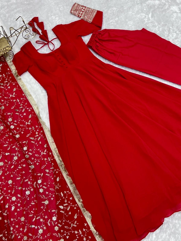 Antique Fashion  Anarkali Gown Suit  - Xxxl (46), Red