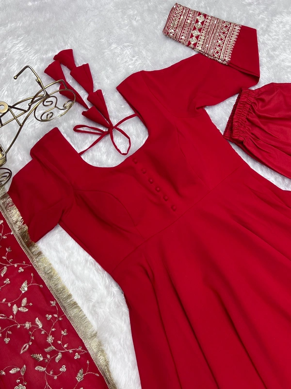 Antique Fashion  Anarkali Gown Suit  - M (38), Red