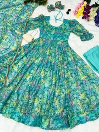 Antique Fashion 1 Anarkali Suits - Digital printed French net Anarkali suit with huge flair (Half inner) 🌸 - 42