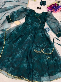 Antique Fashion 1 *Anarkali Suit* - Digital printed pure organza silk Anarkali suit of huge flair with Lace Border 🌸 - X's (34)
