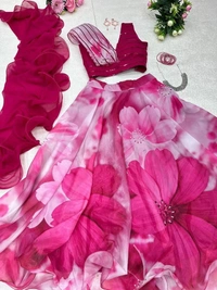 Antique Fashion 1 Exclusive Trending Floral Print Lehenga Choli - pink