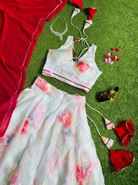 Antique Fashion 1 *lehnga* -  Pure Jimmy  choo organza silk digital printed lehnga . Huge flair lehnga with canvas patta 🌸