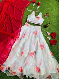 Antique Fashion 1 *lehnga* -  Pure Jimmy  choo organza silk digital printed lehnga . Huge flair lehnga with canvas patta 🌸