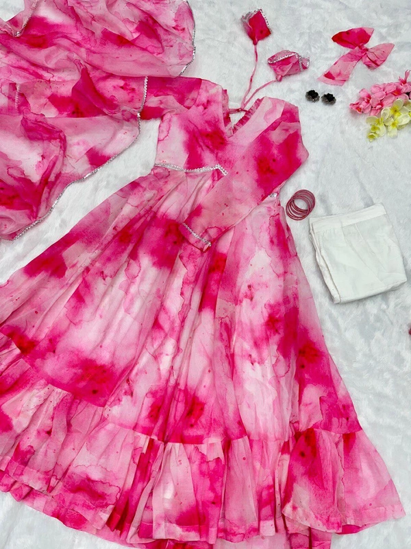 Antique Fashion 1 Anarkali * - Digital printed Jimmy organza Anarkali suit with huge flair - 40